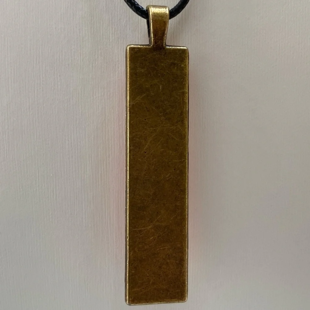 Hand Crafted Red White Fluid Art Rectangle Pendant Necklace by Svetlana Yeung